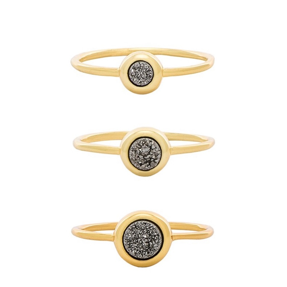 Gorjana Astoria Ring Set of 3, Druzy | Size 5